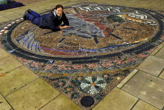 Alison Pringle, Head of the Yorkshire Museum Gardens, on the new pebble mozaic of Yorkshire  by artist Janette Ireland