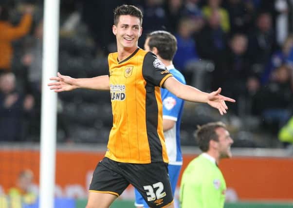 ONE TO WATCH: Hull City strike prospect Greg Luer celebrating his goal against Rochdale in the Capital One Cup.Picture: Dave Richardson/Hull city