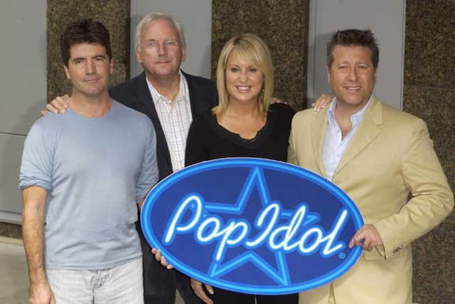 Simon Cowell, Pete Waterman, Nicki Chapman and Neil Fox, during a press conference at Thames TV in London, as ITV celebrates its 60th anniversary