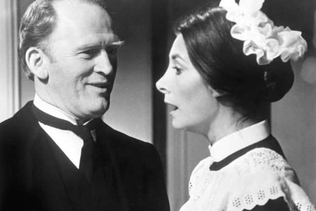 Gordon Jackson, as butler Hudson and Jean Marsh, as parlour maid Rose Buck in the ITV drama series "Upstairs, Downstairs"