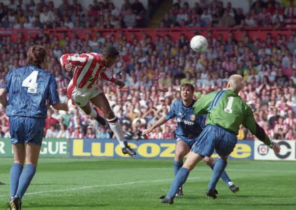 Brian Deane scoring the first Premiership goal. 15th August 1992