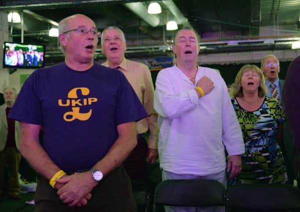 Ukip party supporters at their annual conference at Doncaster Racecourse.
