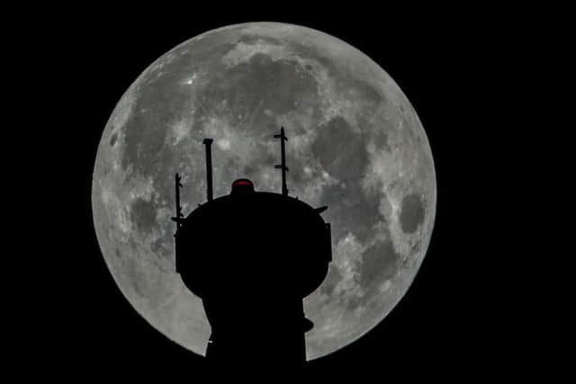 A super moon above Emley Moor Mast, West Yorkshire. Picture: Ross Parry Agency