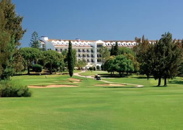 A view of the Penina Golf Resort Hotel from the 18th fairway of the Sir Henry Cotton Championship course.