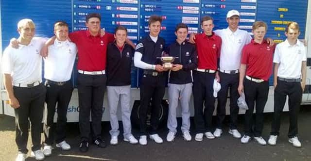 England's boys under-16 side including Barclay Brown, fourth left, and Alex Fitzpatrick, fifth left.