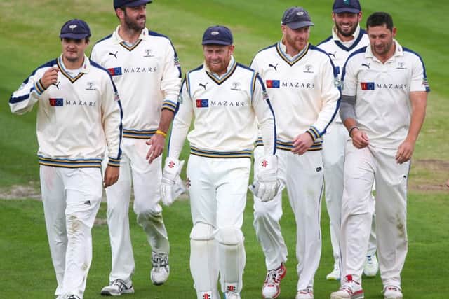 PRIME PRODUCTS: Yorkshire's Jack Brooks, Liam Plunkett, Jonny Bairstow, Andrew Gale, Jack Leaning and Tim Bresnan.