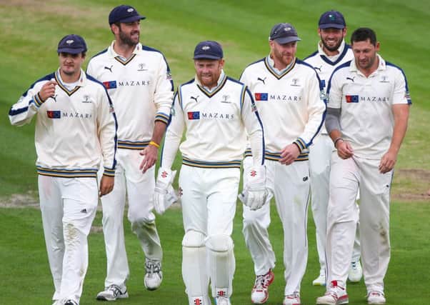 PRIME PRODUCTS: Yorkshire's Jack Brooks, Liam Plunkett, Jonny Bairstow, Andrew Gale, Jack Leaning and Tim Bresnan.