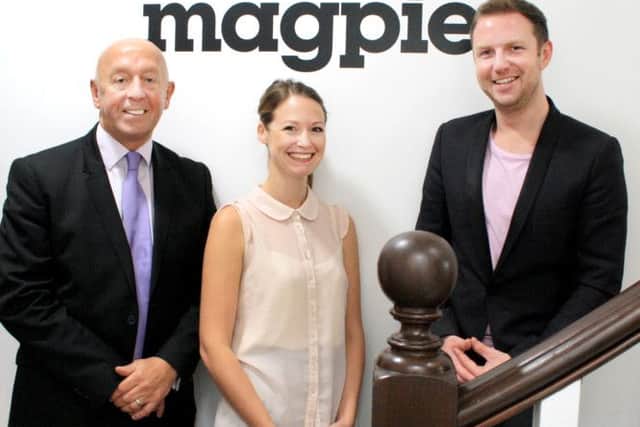 (L-R): Magpie non-executive director Gary Lumby MBE and Magpie directors Becky Edlin and Ged Savva.