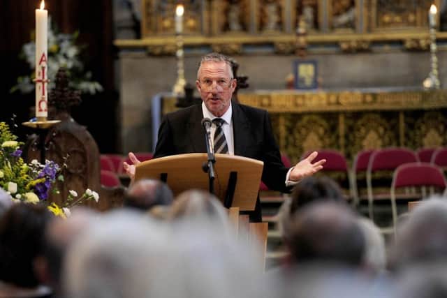 Sir Ian Botham pays tribute to Brian Close at the memorial service. Picture: Simon Wilkinson/swpix