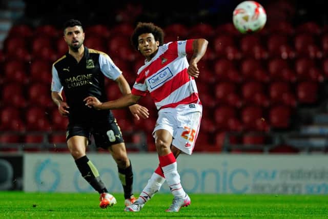 Keshi Anderson scores Doncaster's equaliser against Swindon Town on Tuesday night.  Picture: Bruce Rollinson.