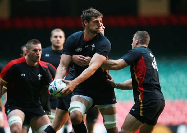 Wales' Luke Charteris during training on Wednesday ahead of today's clash with Fiji. Picture: PA.
