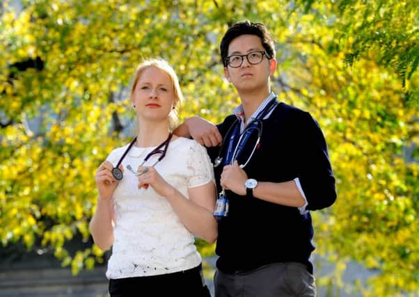 Junior doctors Helen Buckley and Andrew Koo. Picture by James Hardisty.