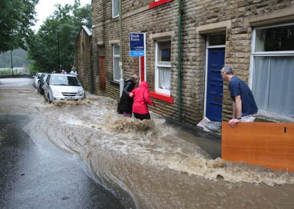 Flooding at Keighley Road, Hebden Bridge in the Calder Valley.