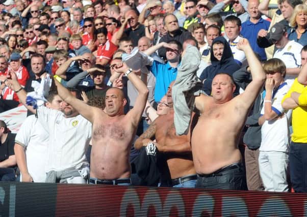 Leeds fans in the sun at Middlesbrough