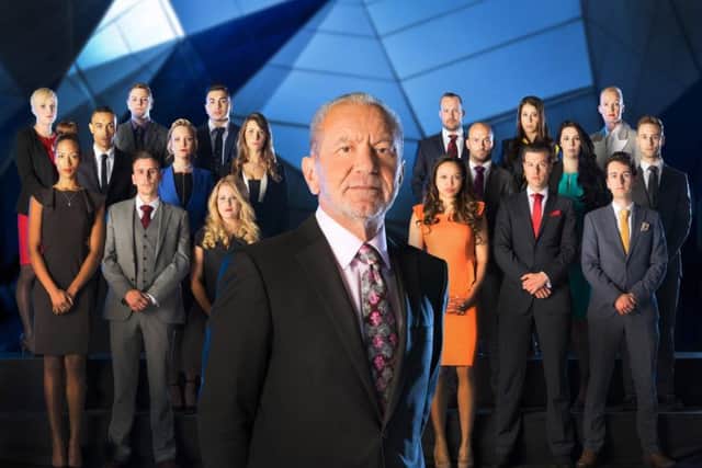 Lord Sugar in front of the candidates fo this year's BBC1 programme, The Apprentice