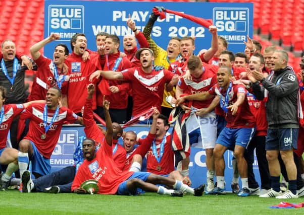 The 2012  Conference play off finalat  Wembley stadium as the Minstermen celebrate promotion