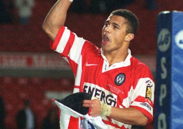 Hunslet boy Jason Robinson who took the man of the match award for Wigan against Leeds at Old Trafford