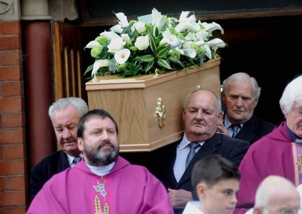 The funeral of Jack Fulton, at St Roberts Church, Harrogate..SH100142350s...12th October 2015 ..Picture by Simon Hulme