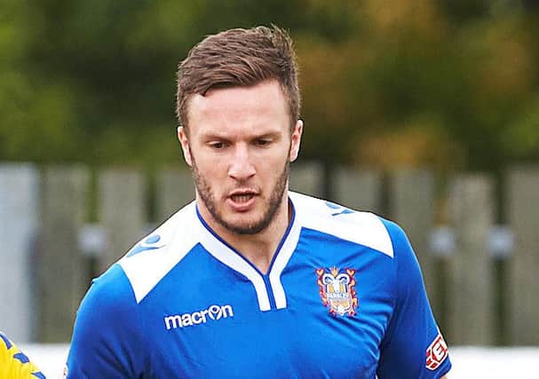 Aiden Savory of Farsley Celtic who scored two goals against Witton Albion.