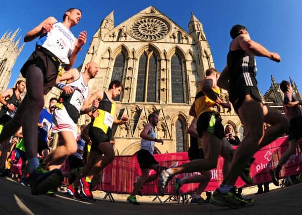 Competitors take part in The Plusnet Yorkshire Marathon, racing through the heart of historic York.
Picture: Anthony Chappel-Ross