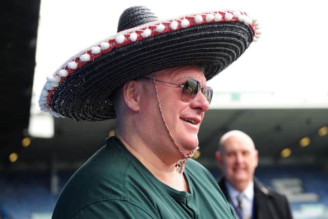 Rotherham manager Steve Evans arrives at Elland Road in beach attire before the match on  May 2, 2015. (Picture: Jonathan Gawthorpe).