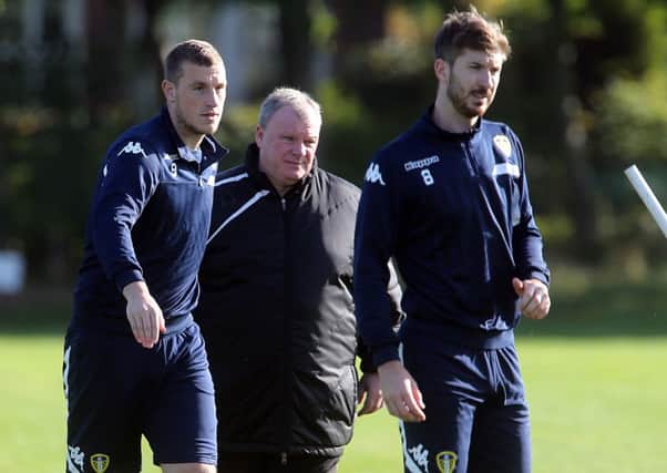 New Leeds United manager Steve Evans takes training at Thorp Arch. (Picture: Varleys Picture Agency)