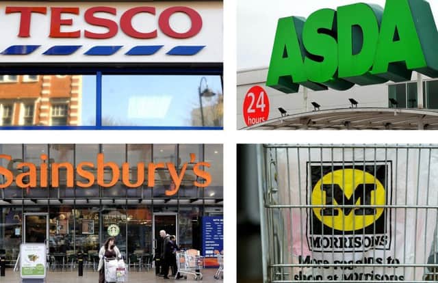 File photos of Tesco, Asda, Sainsbury's and Morrisons supermarkets  Photo: PA/PA Wire