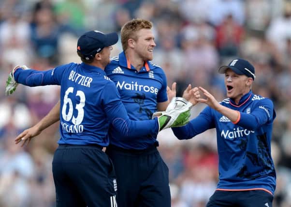 Yorkshire's David Willey (centre), in action for England's one-day team earlier this summer.