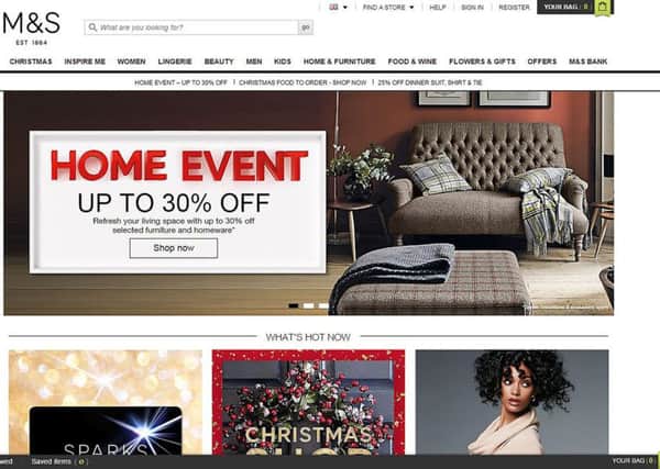 Tthe website of Marks & Spencer, which was suspended for two hours after customers were able to see other people's details when they logged in to their accounts.