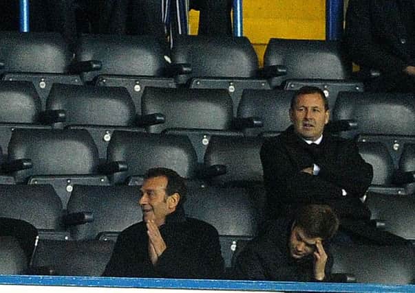 Leeds United owner Massimo Cellino, front row, centre, watching Thursday nights televised home Championship defeat against Blackburn Rovers (Picture: Jonathan Gawthorpe).