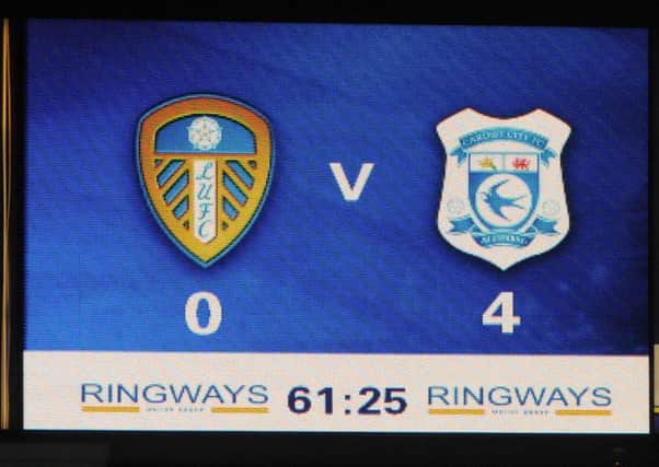 Scoreboard from Leeds United 0 Cardiff City 4 back in October, 2010.