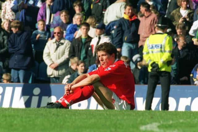 Juninho on the  Elland Road pitch in tears  as Middlesborough are relegated at Leeds.