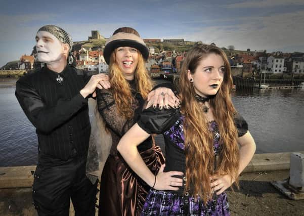Whitby Goth weekend.Family  Nick , Donna and Naomi Shaw .pic Richard Ponter 154620 yy