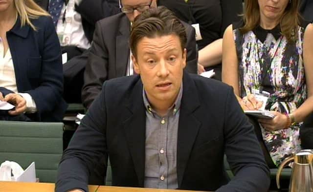 Celebrity chef Jamie Oliver at the Health Select Committee. Photo : PA Wire