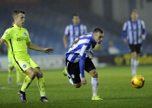 Sheffield Wednesday's Jack Hunt chases the ball down against Brighton. Picture: Steve Ellis.