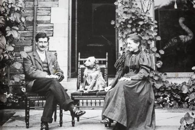 Beatrix Potter at age 32 with her brother Walter in 1898 at Lingholm. 
Photo: Andrew McCaren/AM images
