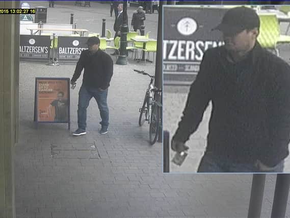 Police want to speak to this man after an 82-year-old woman's bank card was stolen outside Waitrose in Harrogate