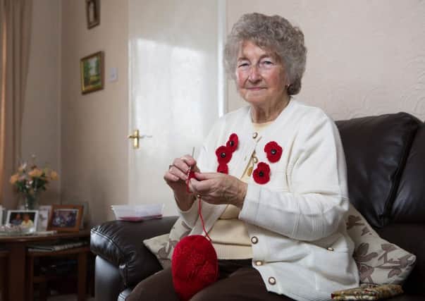 Jean Lister, 83, who has being crocheting poppies to raise money for the Royal British Legion. Picture: Ross Parry Agency