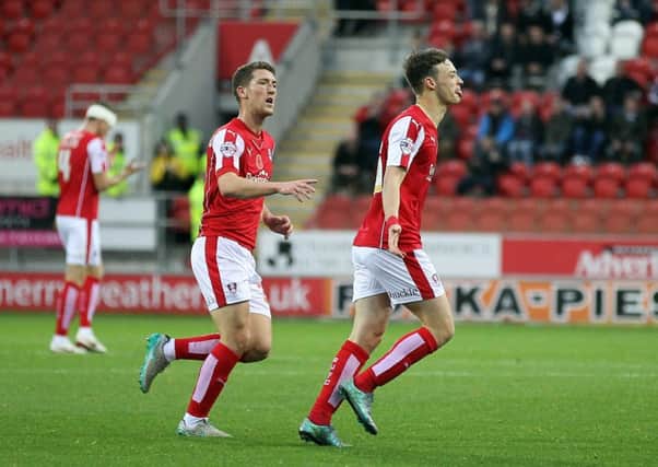 ON TARGET: Rotherham United loanee Brandon Barker celebrates his stunning goal against Ipswich Town. Picture: James Brailsford.