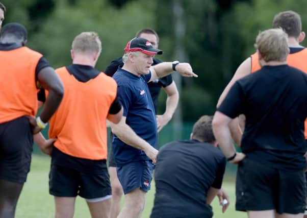 Doncaster Knights in training with director of rugby, Clive Griffiths
