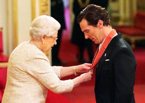 Actor Benedict Cumberbatch receives the CBE  at Buckingham Palace.