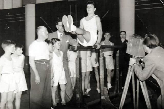 Archive photograph of The Hunslet Club gymnastics members.