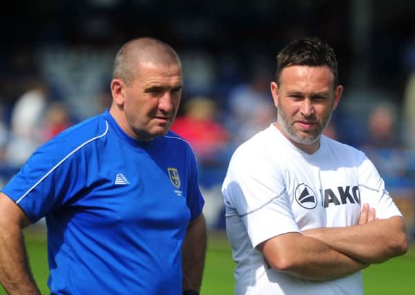 Lions manager Mark Bower, right with Martin Stringfellow, physiotherapist. (Picture: Tony Johnson)