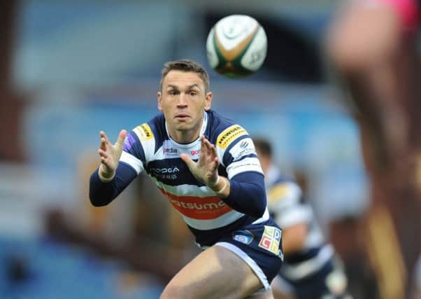 Leeds Rhinos legend Kevin Sinfield in action for Yorkshire Carnegie after starting his new career at the age of 35. (Picture: Steve Riding)