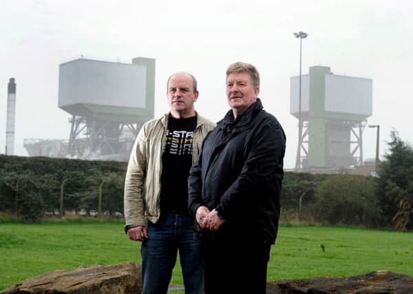 Keith Poulson and  Keith Hartshorne of the National Union of Mineworkers by Kellingley