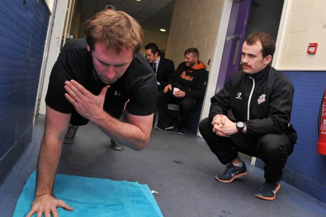 WORKING OUT: Sheffield Steelers' Colton Fretter on his way back from a hernia injury.