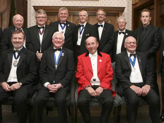 Guests at Sheffield Union of Golf Club's annual dinner and prize winners presentation, hosted by their president Daran Johnson, front row second left, included the Yorkshire Union of Golf Clubs' president Peter Finnegan, red jacket (Pictures: drivinggolf.co.uk).