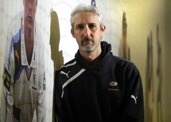 Yorkshire first-team coach Jason Gillespie at Headingley yesterday as the champions convened for their first training session of the new season. (Picture: Bruce Rollinson)
