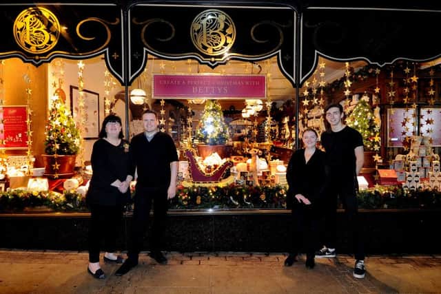 Bettys at Harrogate kicked off the Christmas sprit as staff spent hours once the premises were closed to customers, creating this year's Christmas window display.