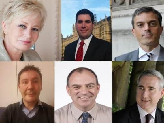 Top l-r: MEP for Yorkshire and North Lincolnshire Jane Collins, Labour MP for Leeds East Richard Burgon, Conservative MP for Skipton and Ripon, Julian Smith.
Bottom l-r: Yorkshire First leader Richard Carter, Green Party councillor Andrew Cooper, Lib Dem MP for Leeds North West Greg Mulholland.
